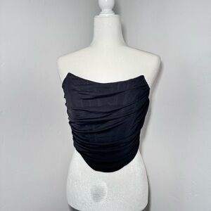 Black Mesh Corset Strapless Ruched Top Women’s Size Large